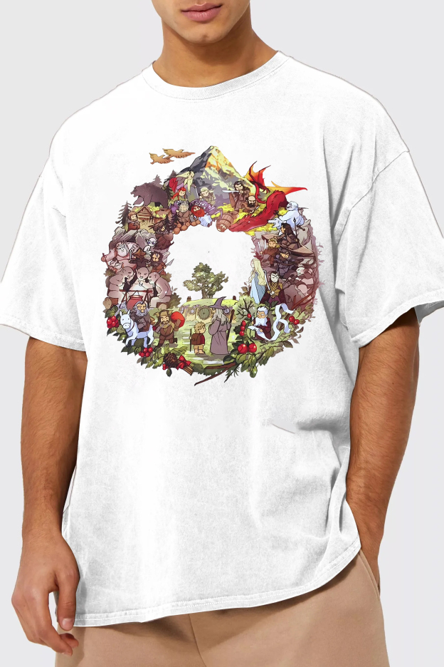 Lord of the Rings cartoon casual print short-sleeved men's T-shirt