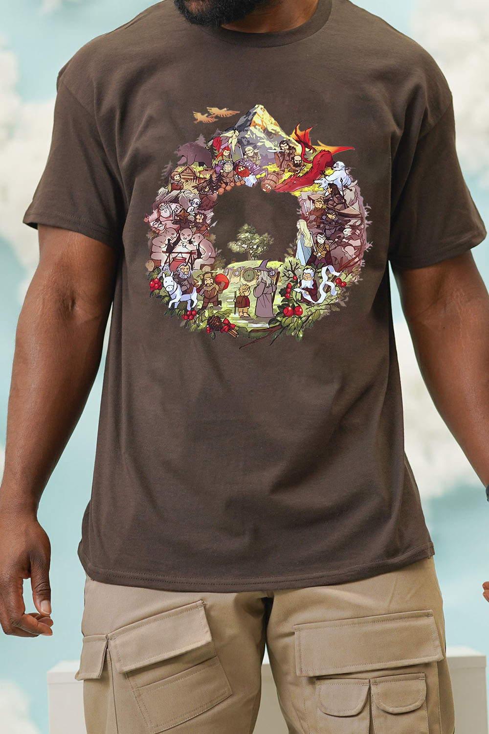 Lord of the Rings cartoon casual print short-sleeved men's T-shirt