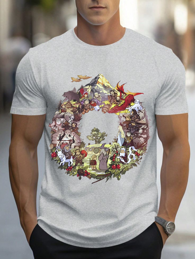 Lord of the Rings cartoon casual print short-sleeved men's T-shirt