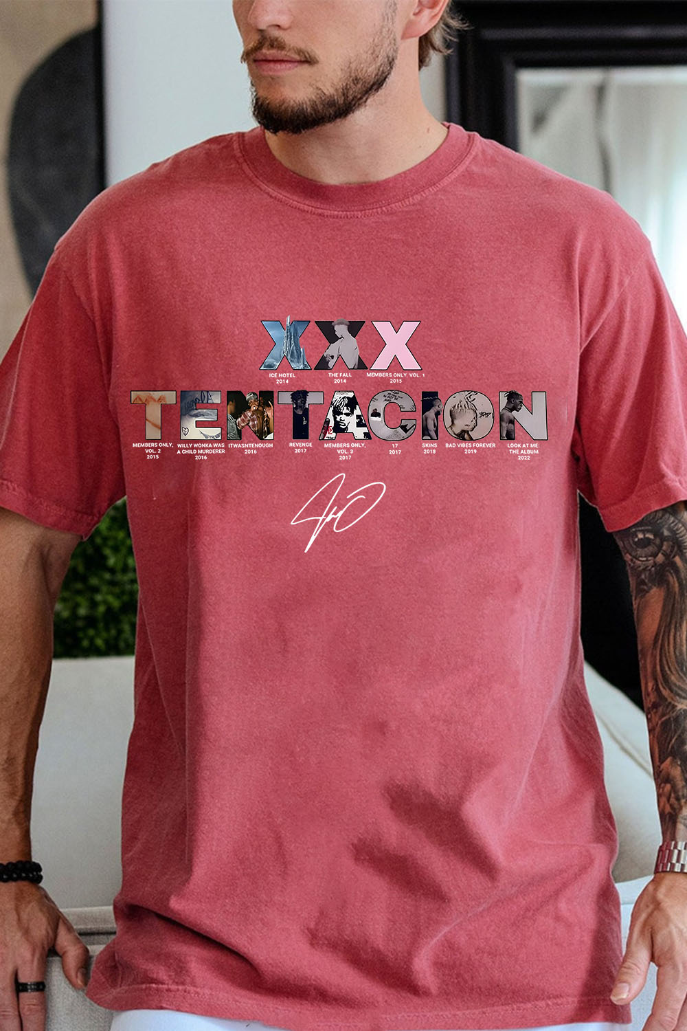 XXXTentacion Inspired Vintage Rap Shirt a6  men's t-shirt