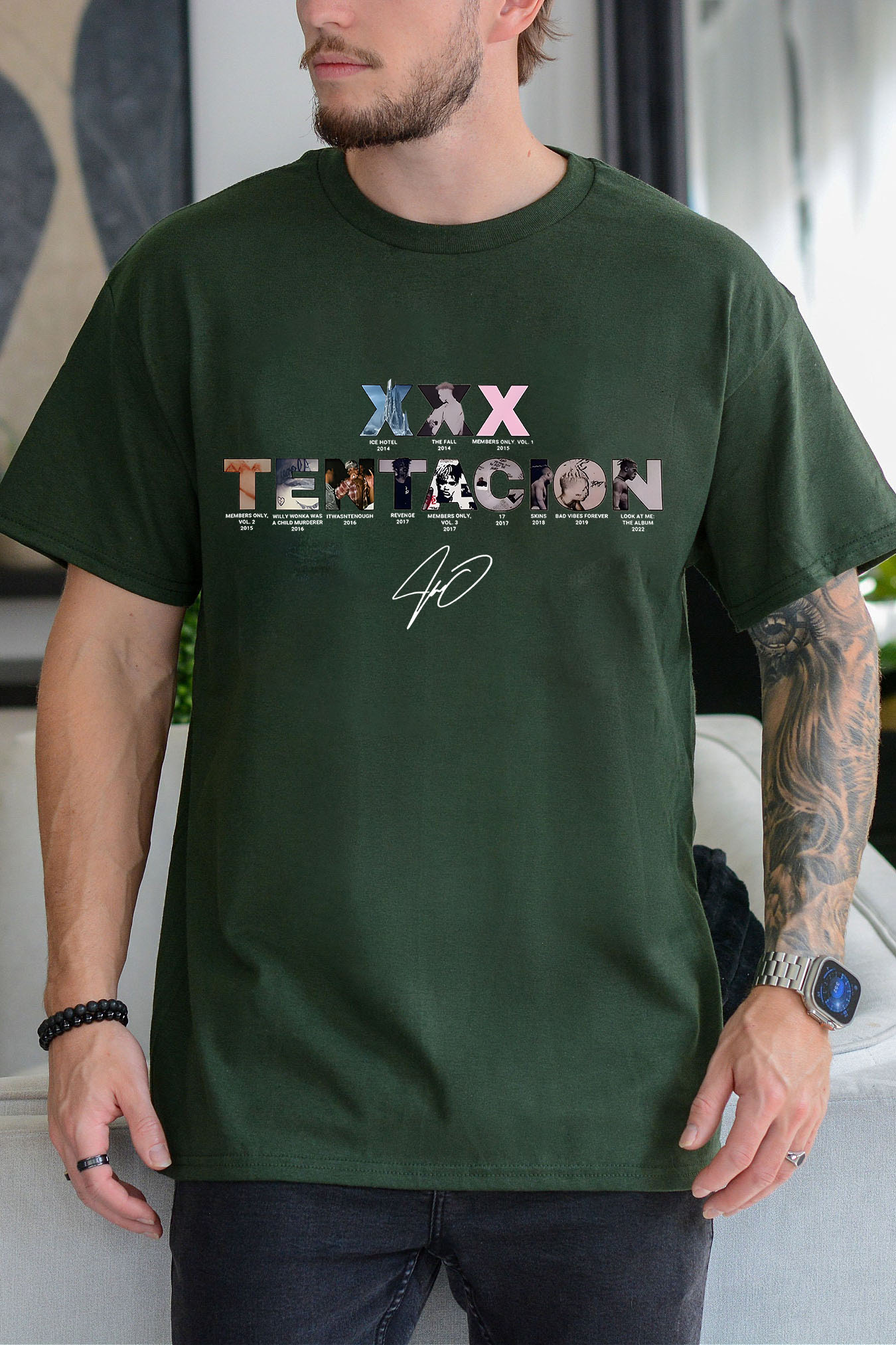 XXXTentacion Inspired Vintage Rap Shirt a6  men's t-shirt