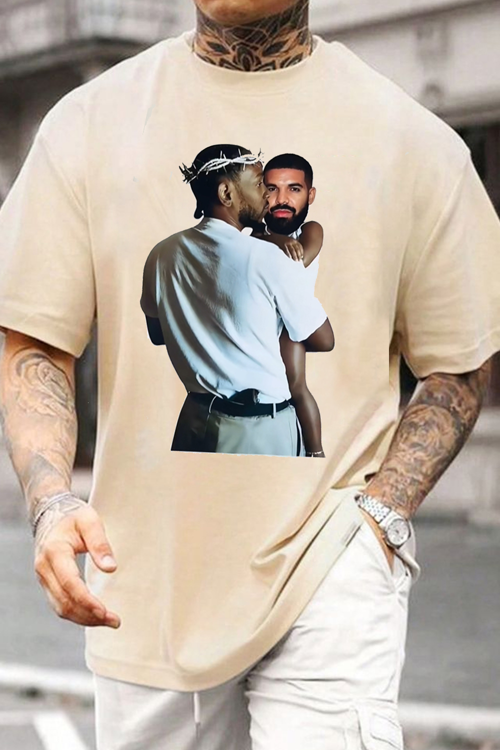 Kendrick Lamar Holding Baby Drake  – Men Shirt