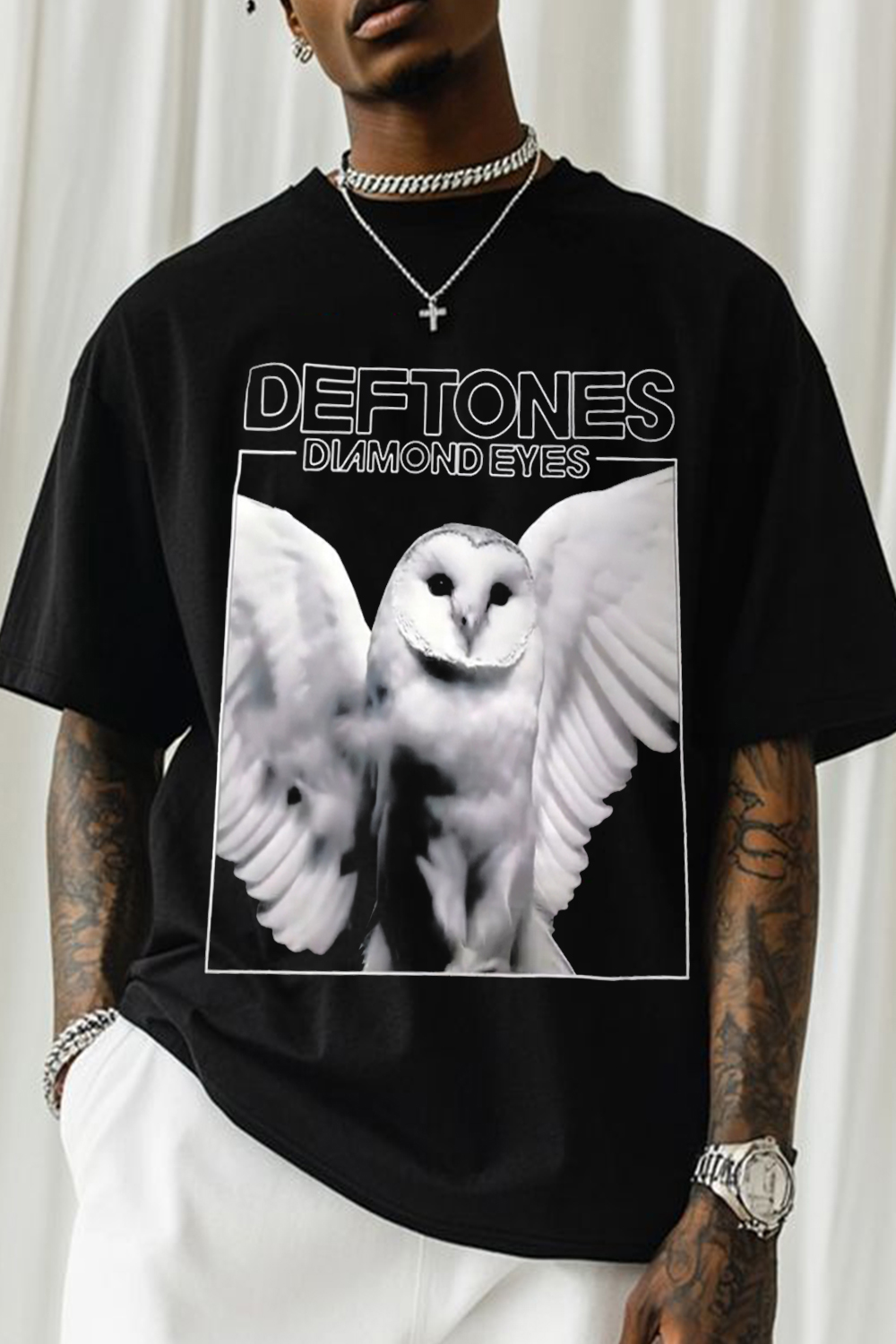 Deftones White Eagle Print  T-Shirt