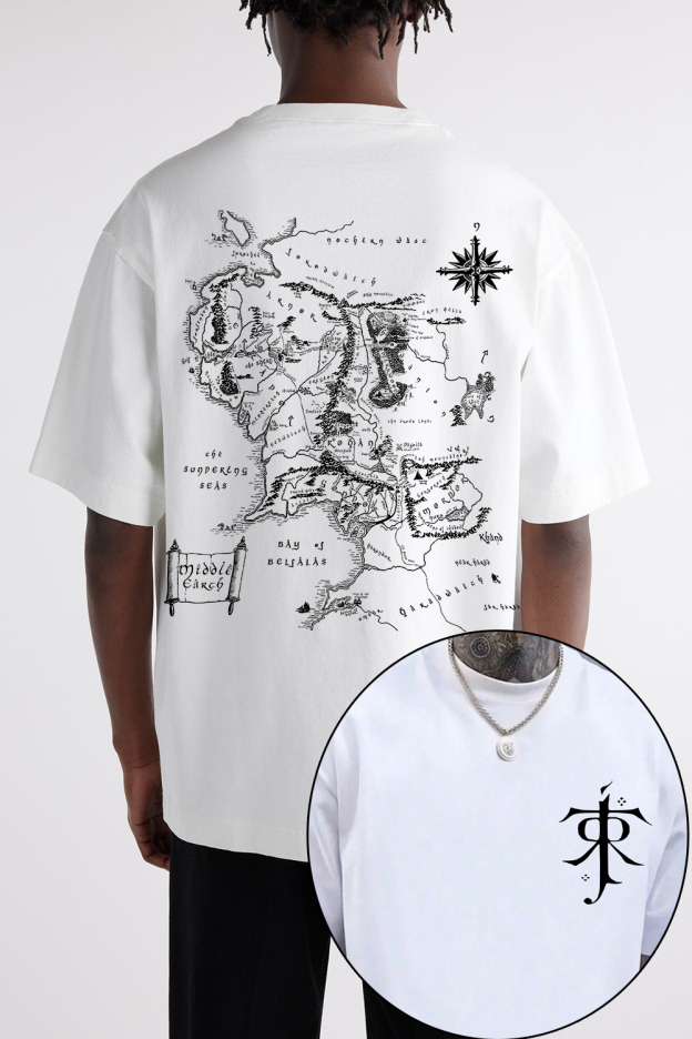 JRR Tolkien LOTR Middle Earth Map Tee For Men