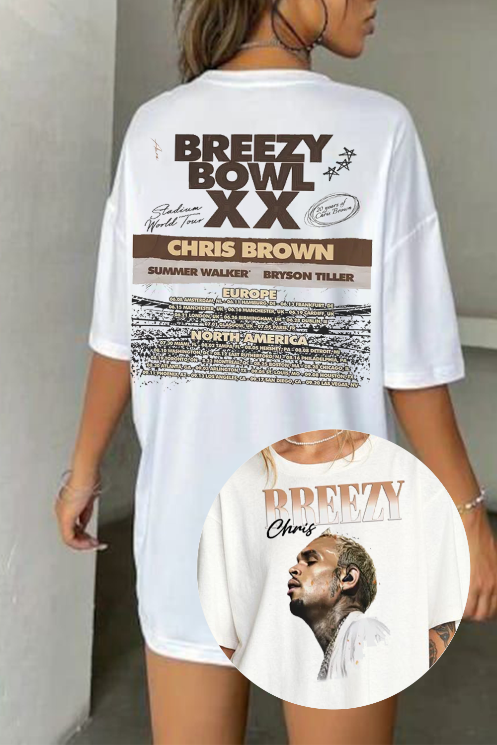 Chris Brown Two sided printed T-shirt