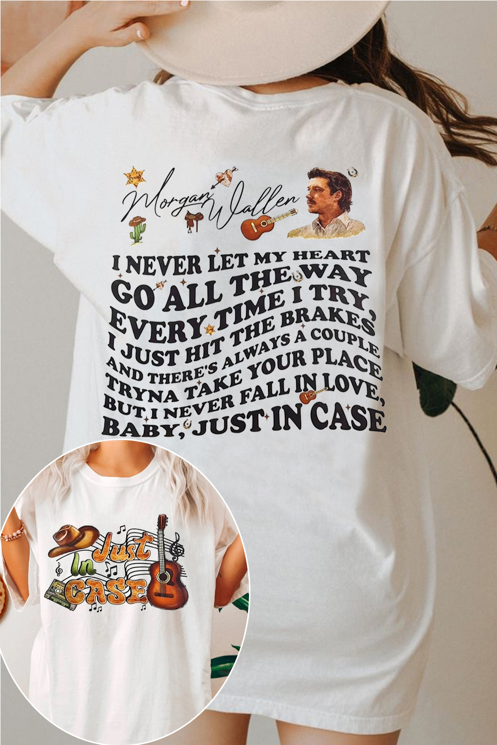 morganwallen just in case ladies t-shirt
