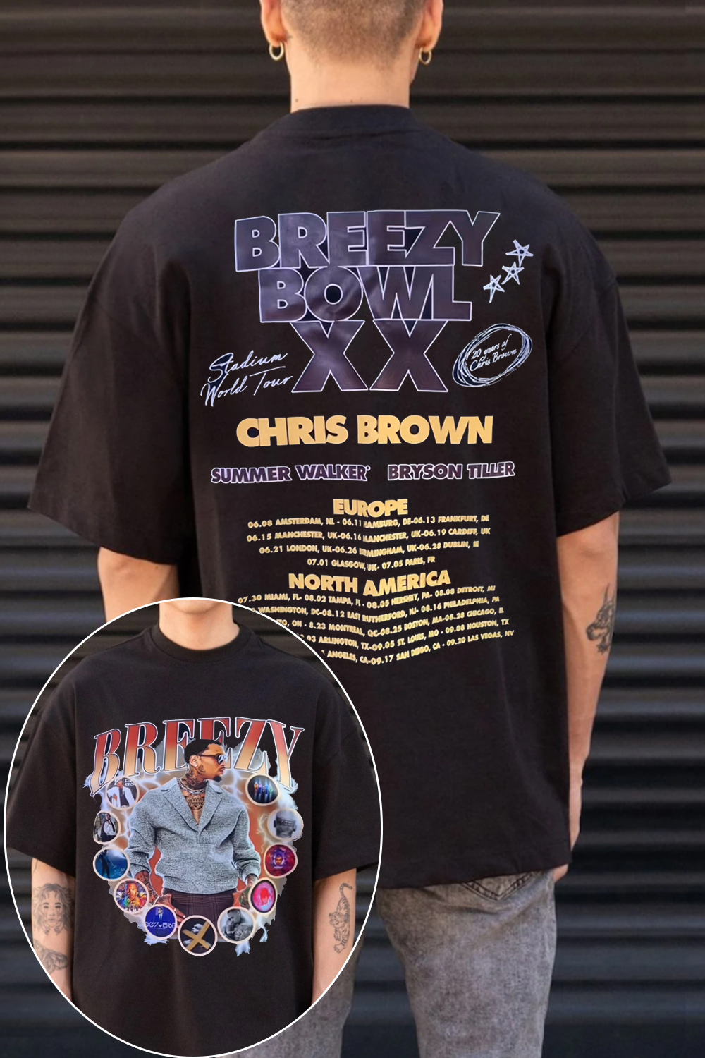 BREEZY front and back print Tee