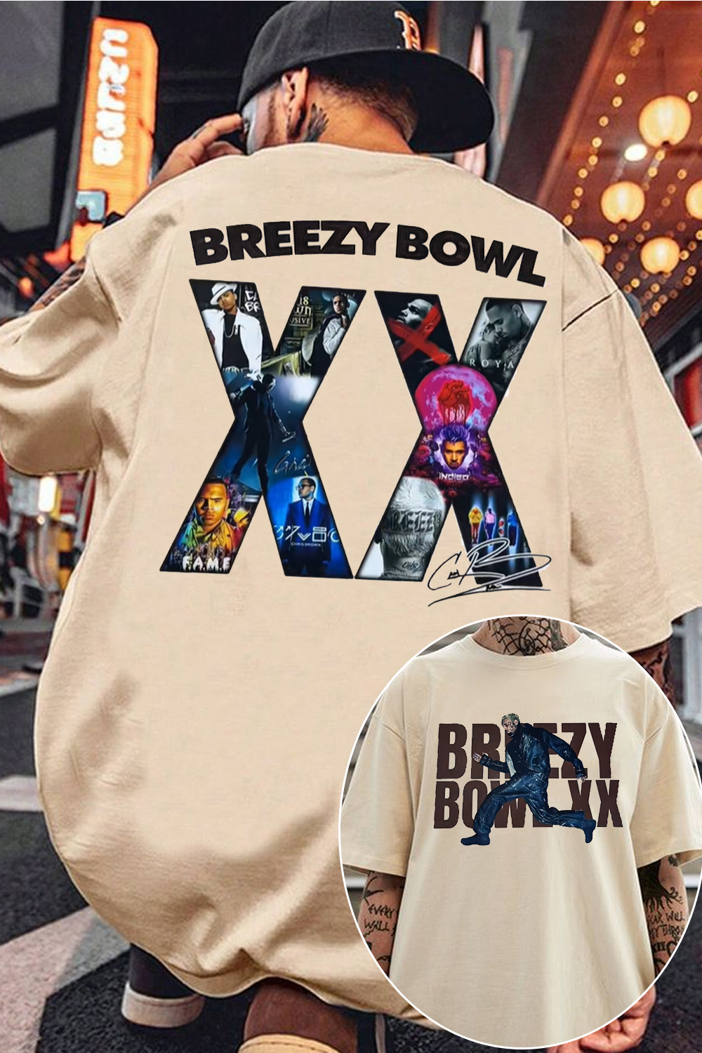 chrisbrown 2 side printed t-shirt