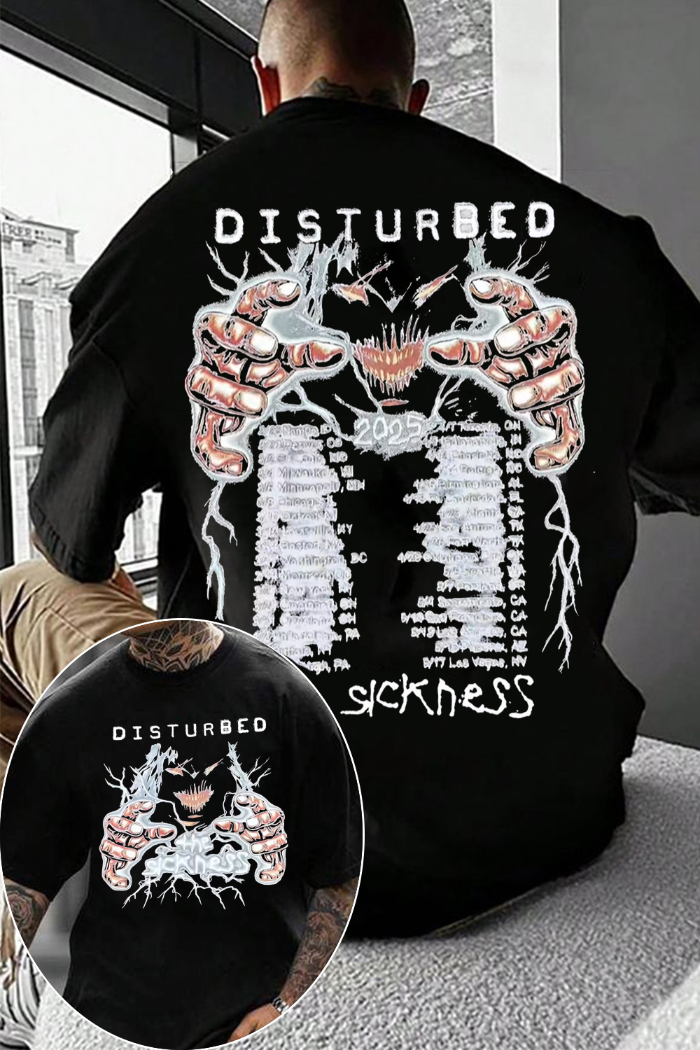 Disturbed 2-side printed T-shirt