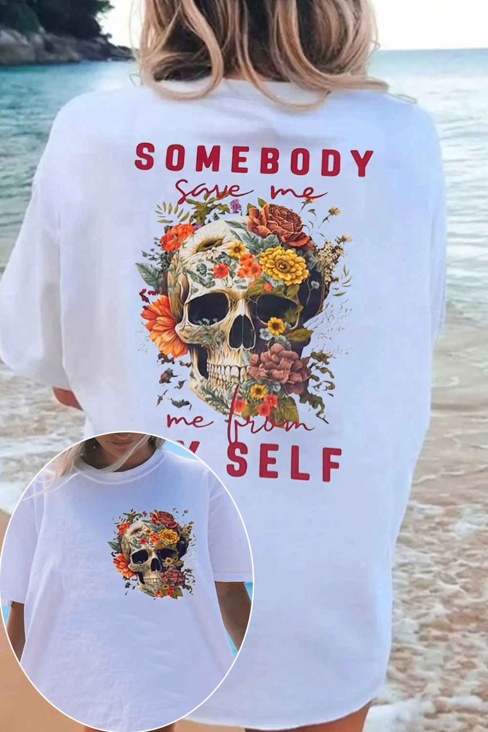 saveme 2-side printed short-sleeved T-shirt