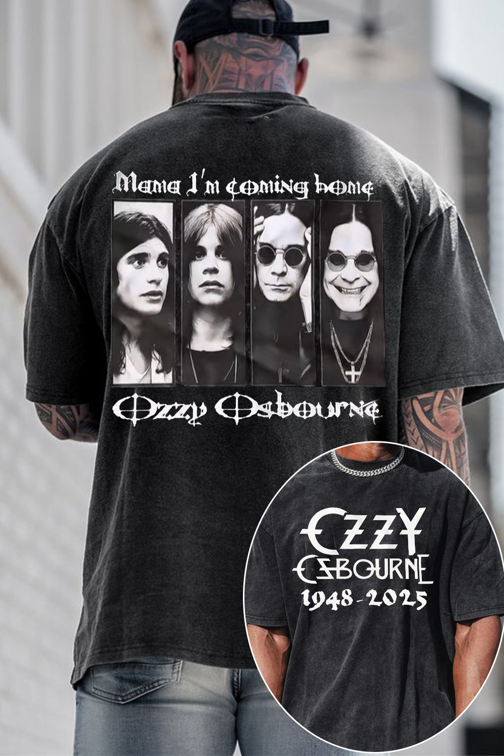 ozzyosbourne Washed cotton 2-side printed TEE