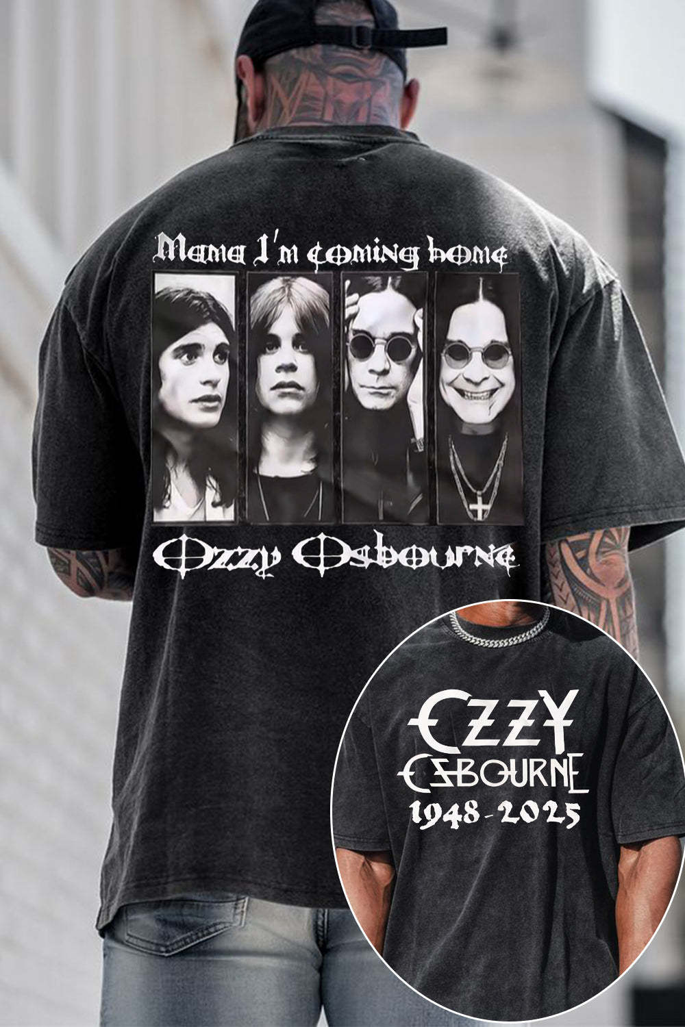 ozzyosbourne Washed cotton 2-side printed TEE
