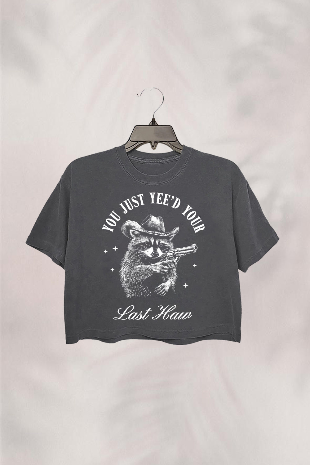 Western Raccoon   Retro Cowboy CROP TOP FOR WOMEN