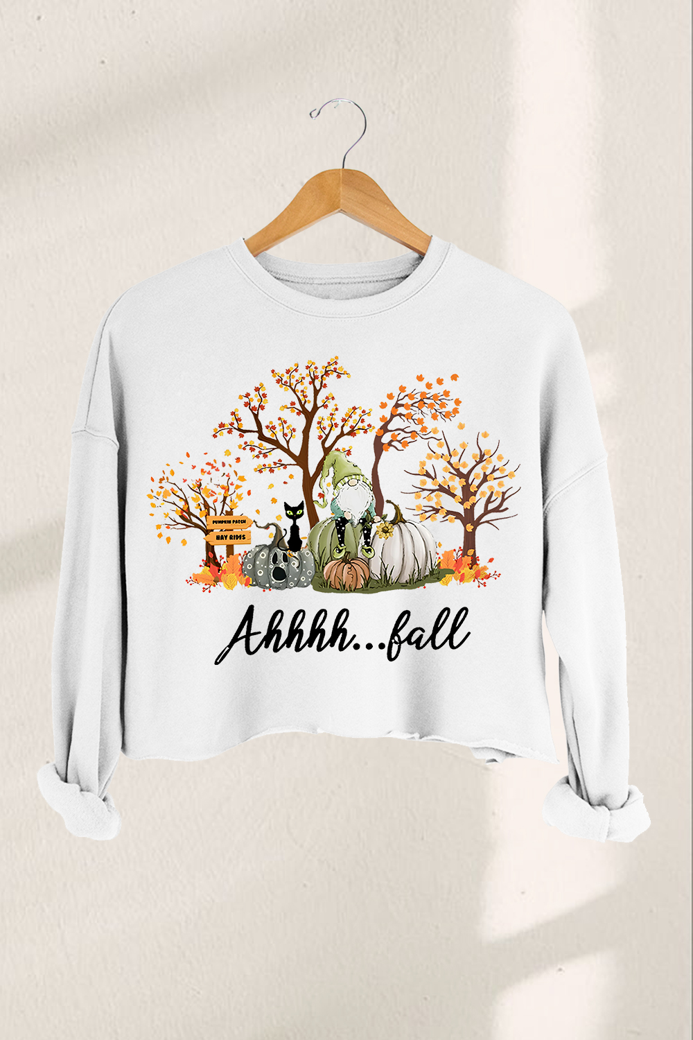Ahh Fall Season Croped Sweatshirt For Women
