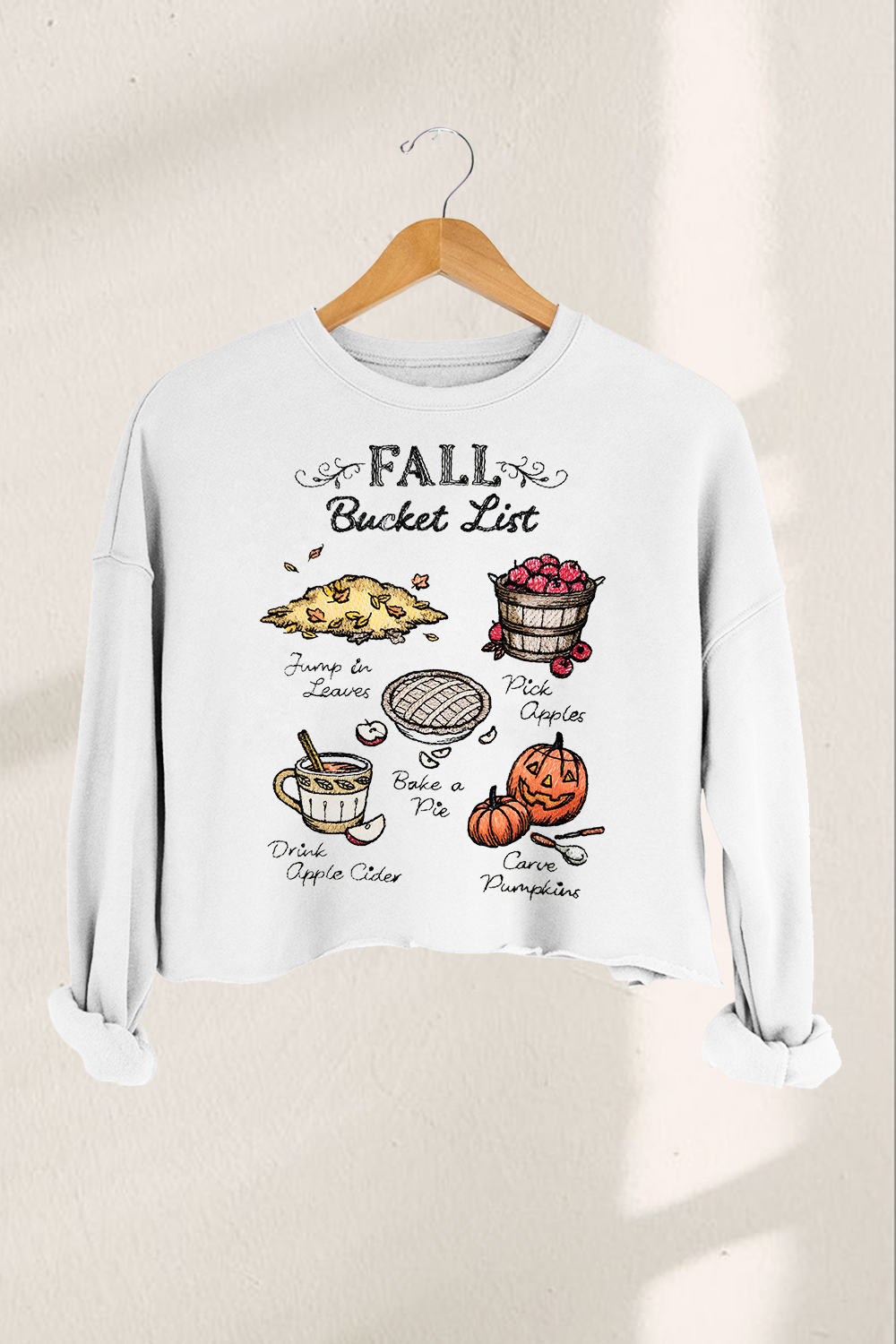 Fall Bucket List Croped Sweatshirt For Women