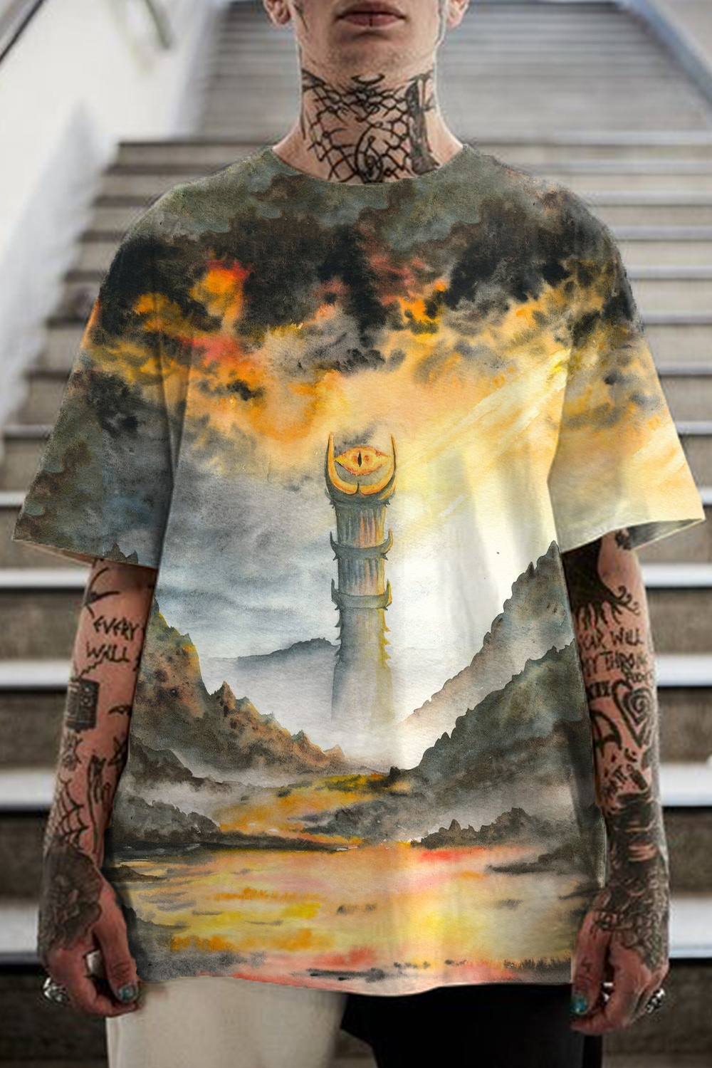Lord of the Rings oil painting print men's T-shirt