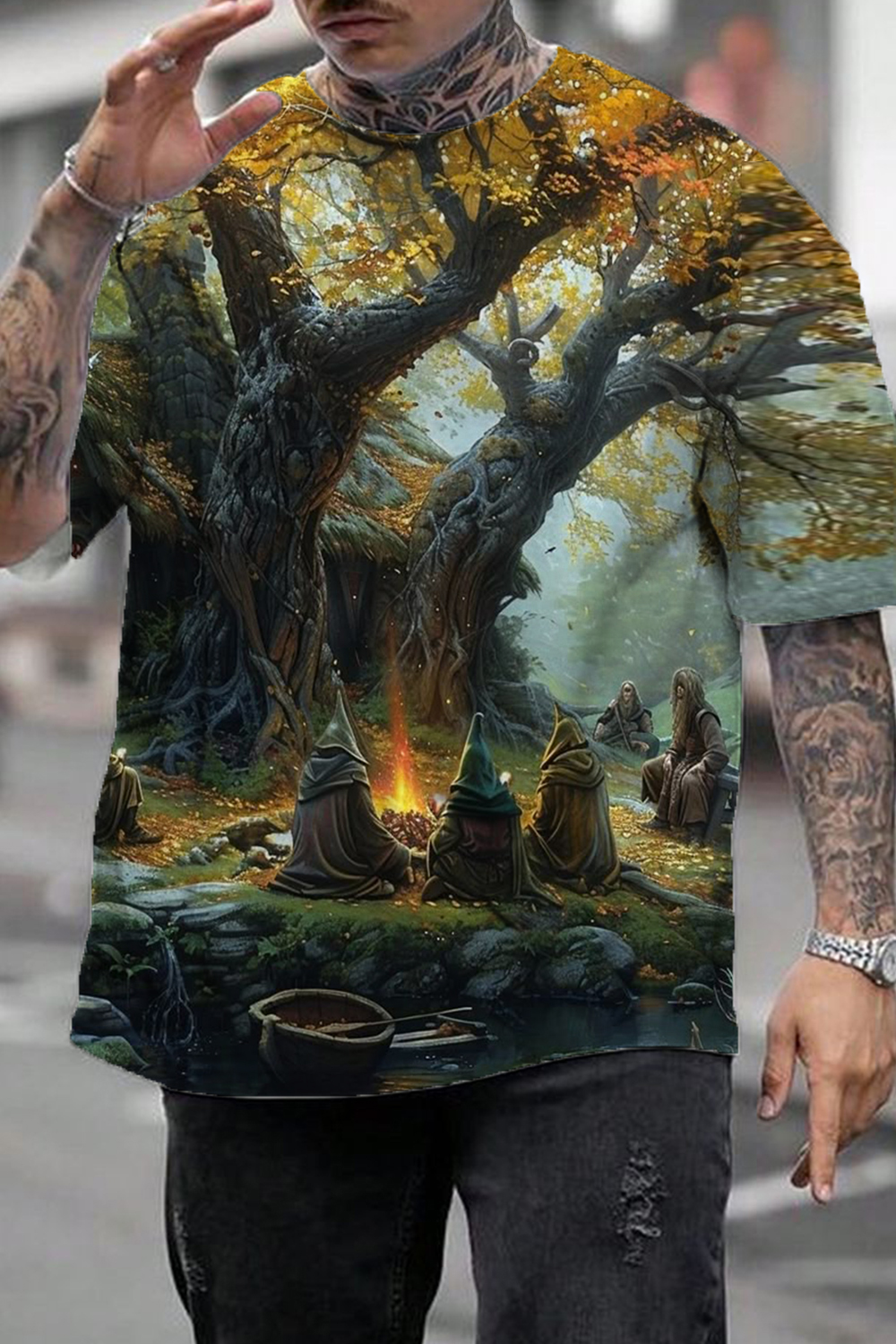 Lord of the Rings personalized color block painting men's T-shirt