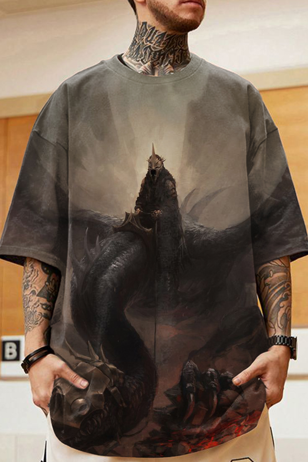 Lord of the Rings oil painting round neck short sleeve T-shirt