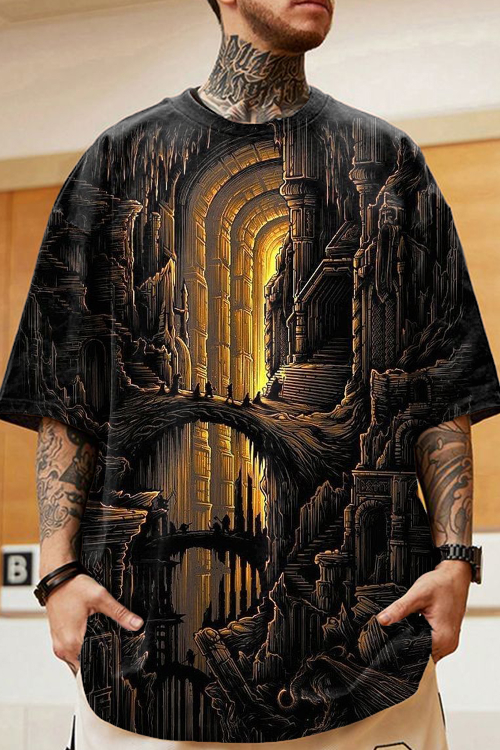 Lord of the Rings oil painting personality round neck short sleeve T-shirt