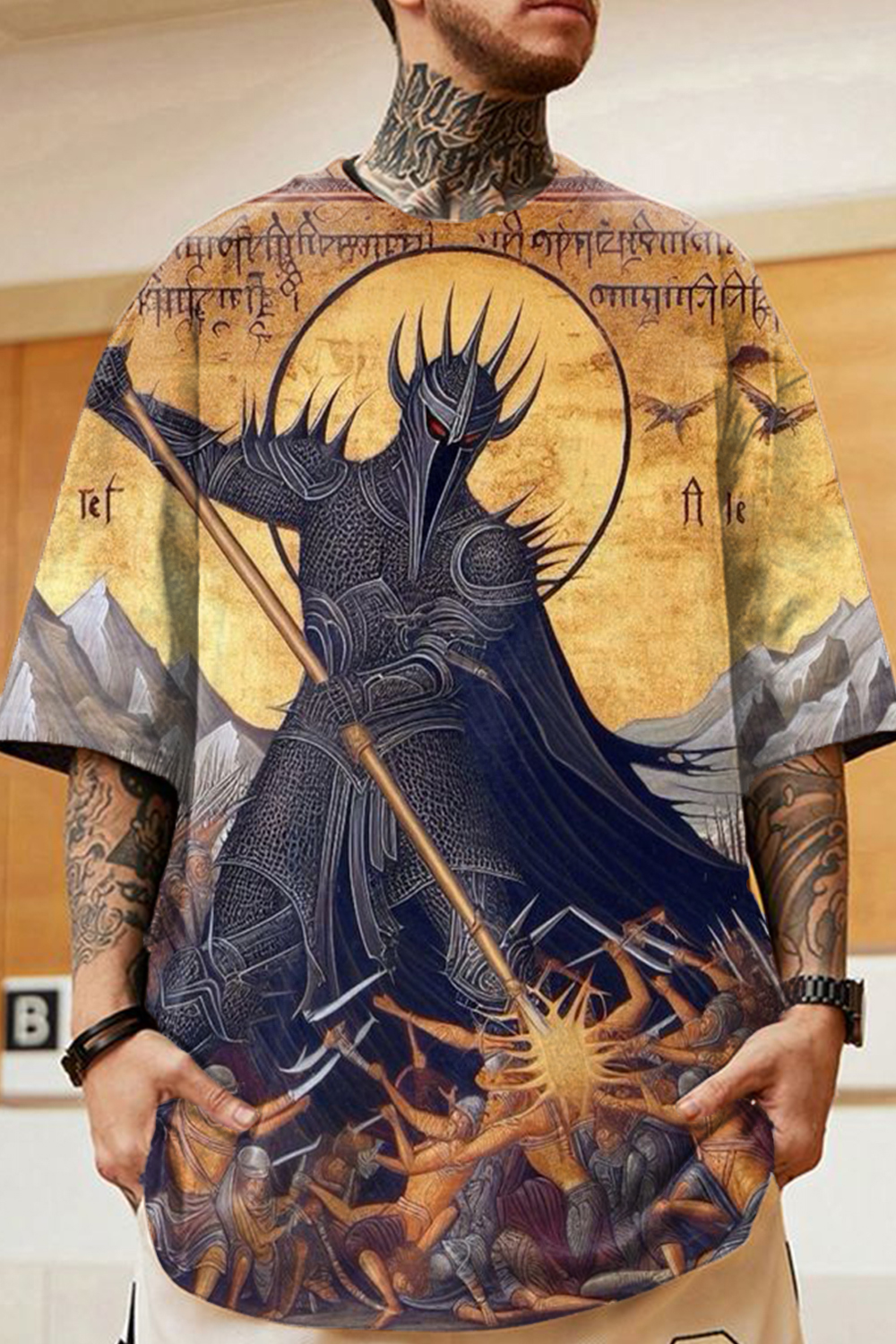 Lord of the Rings Oil Painting Personalized Casual Round Neck Short Sleeve T-shirt