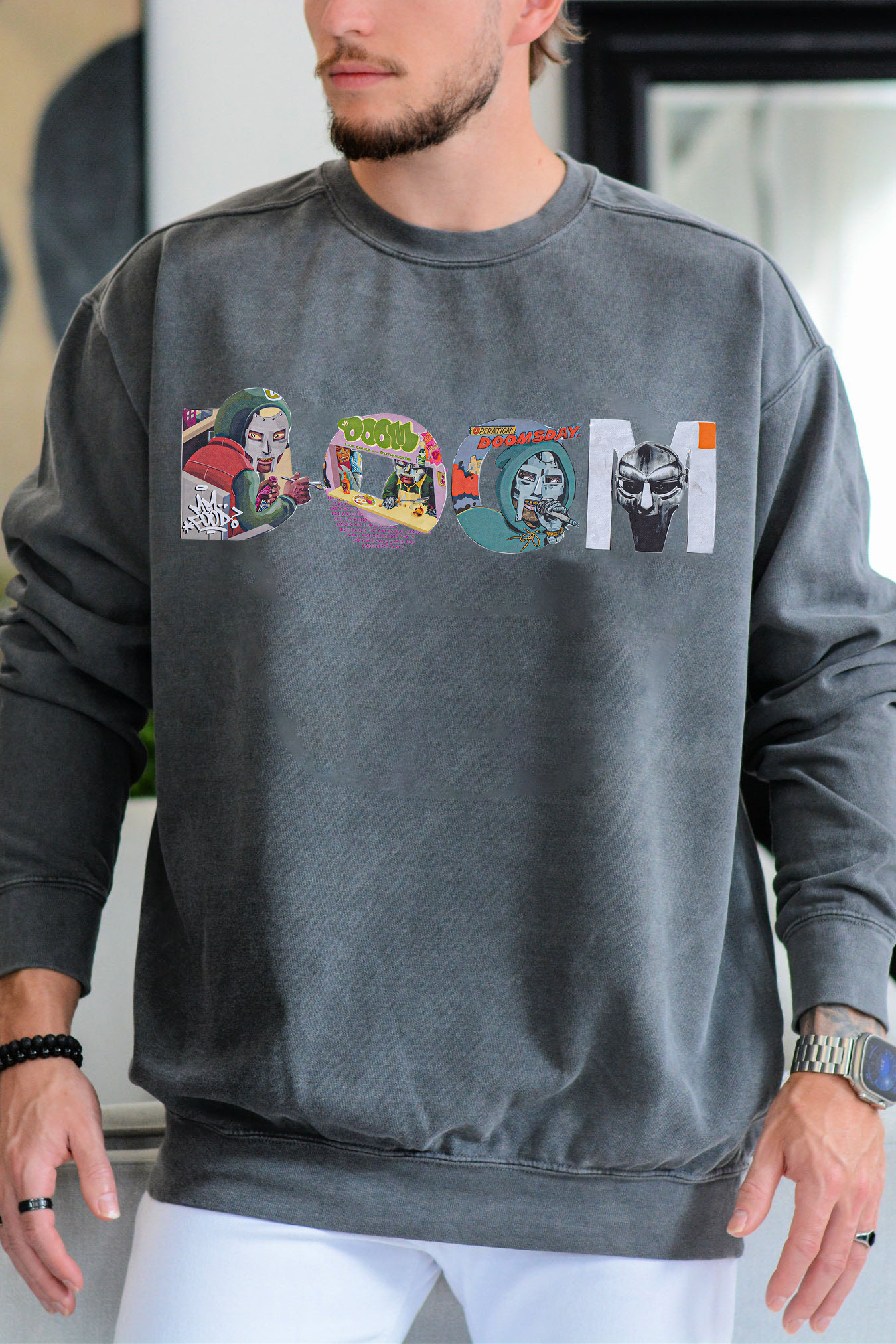 MF "DOOM" Type Collage Print – Men sweatshirt