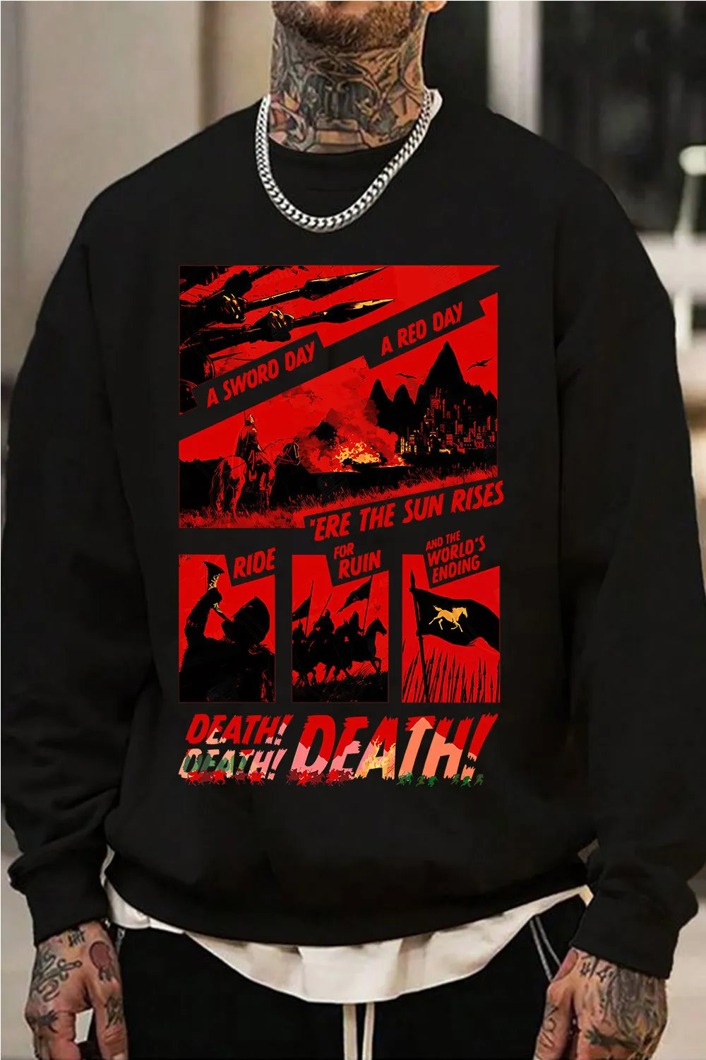 Lord of the Rings-Cycling Print Short Sleeve T-Shirt