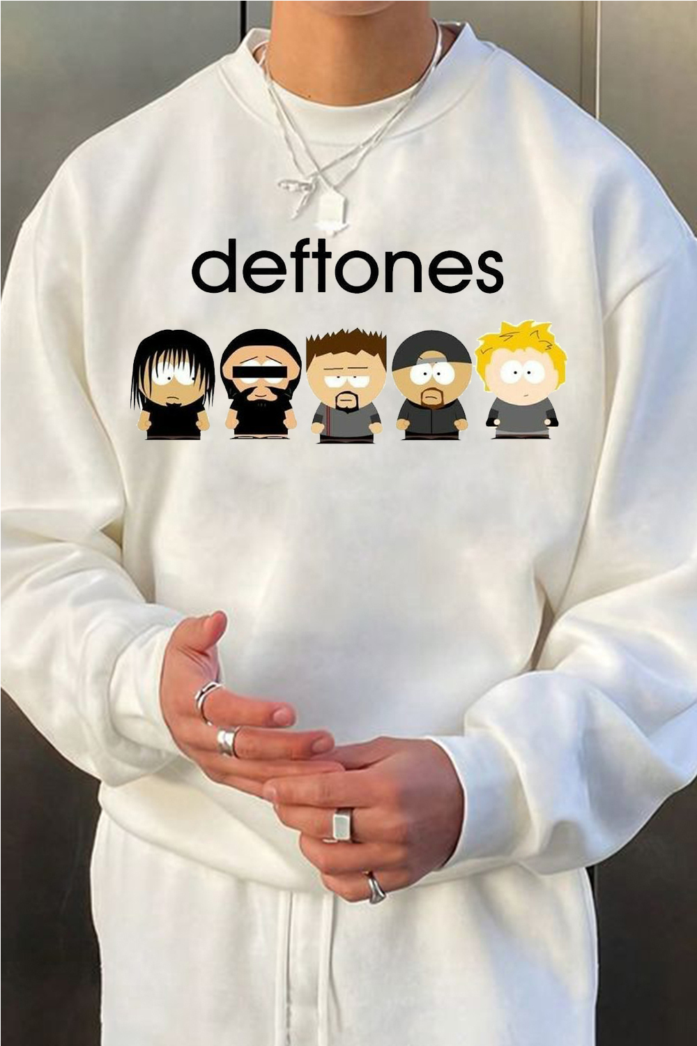 Deftones Cartoon Crew Neck Sweatshirt