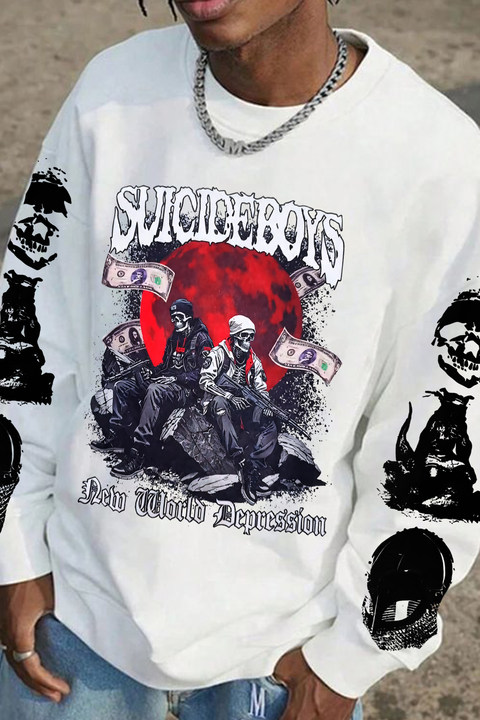 $uicideboy$ Skull print personalized men's sweatshirt