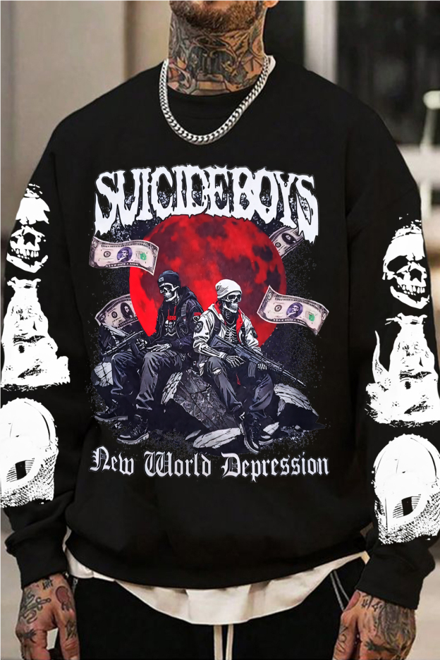$uicideboy$ Skull print personalized men's sweatshirt