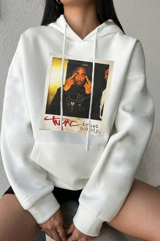 Rapper Tupac Graphic Hoodie For Women