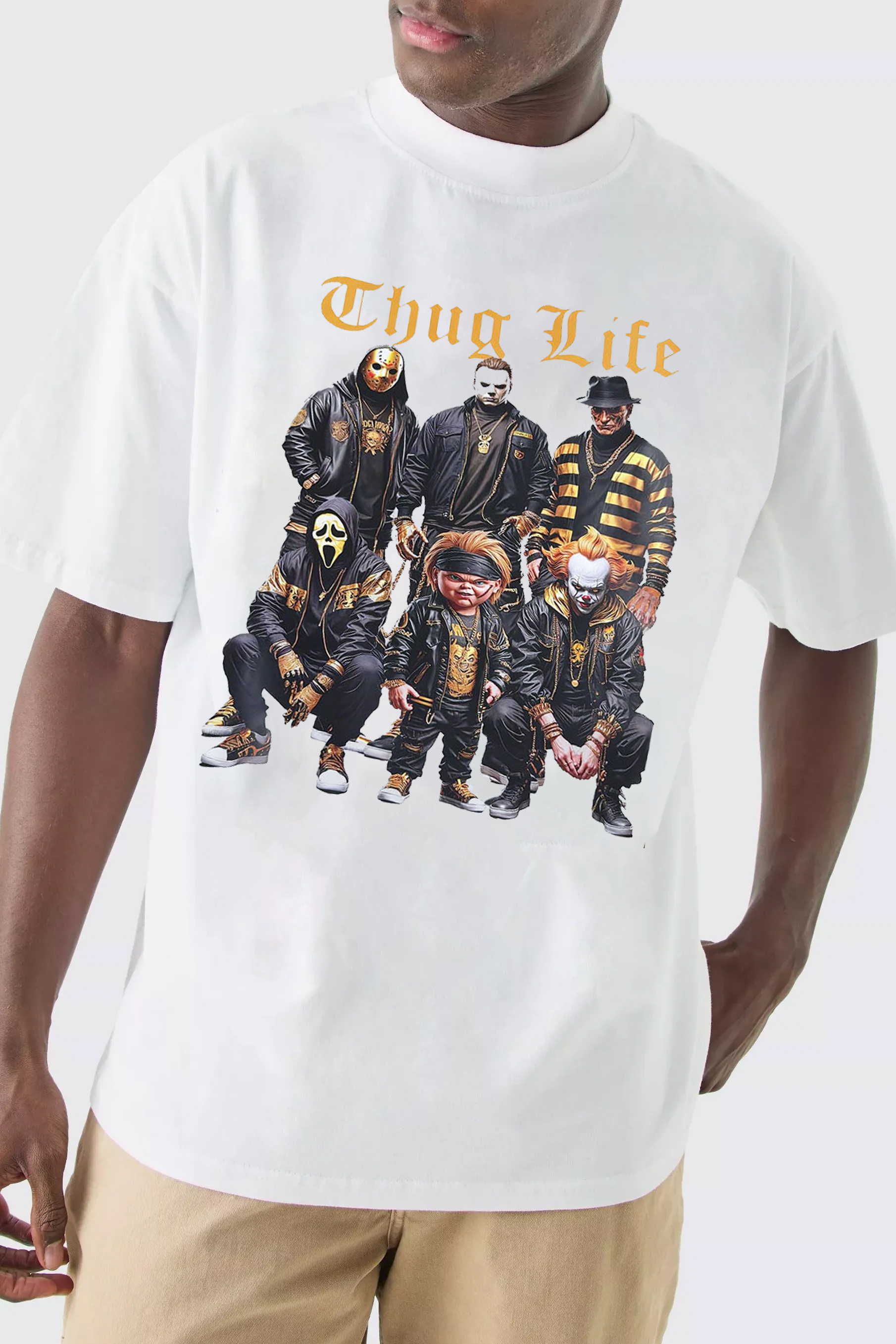 horror hooded man T-shirt