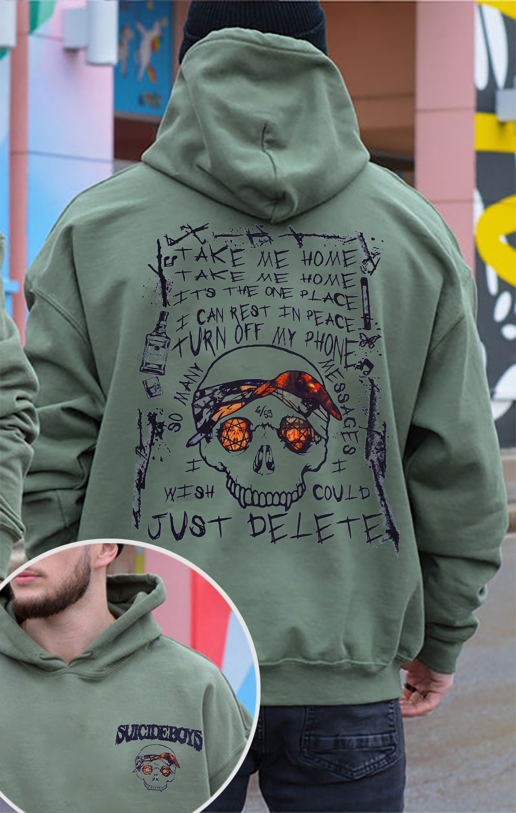 $uicideboy$Double-sided printed men's long-sleeved hoodie