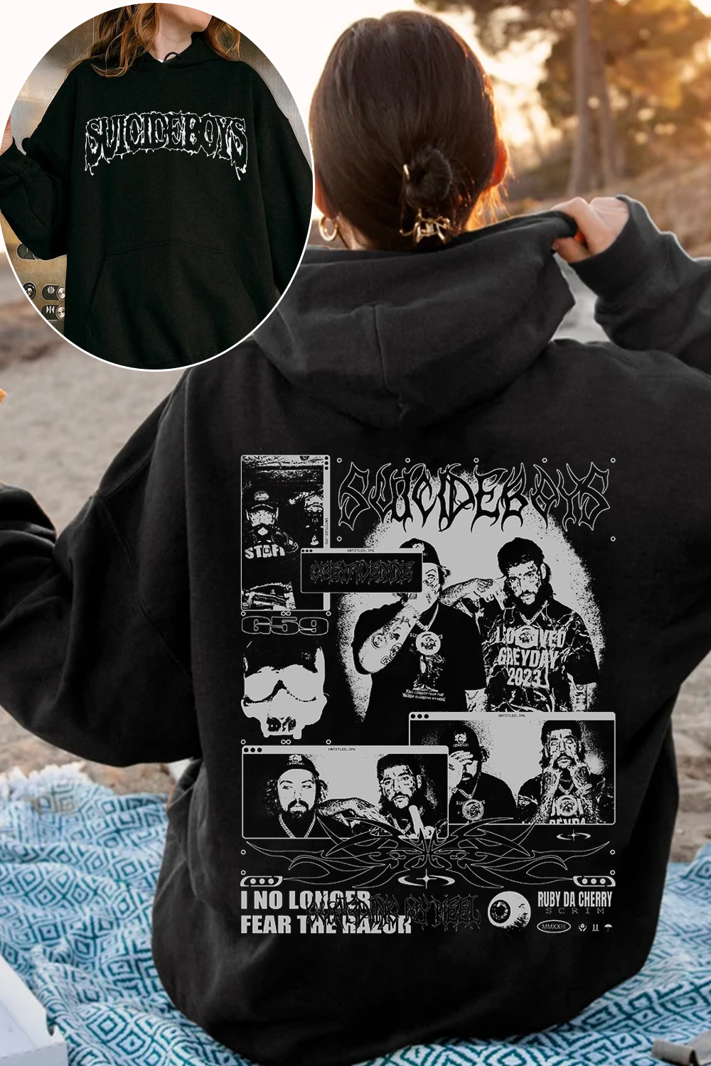 uicideboys casual 2-side printed personalized hooded sweatshirt