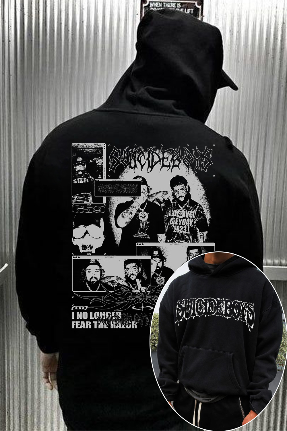 uicideboys casual 2-side printed hooded sweatshirt