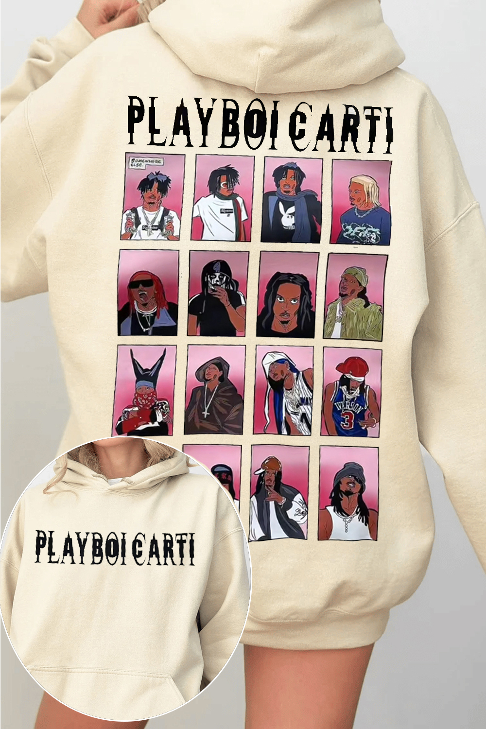 Playboi Carti fan 2 Slide Hoodie