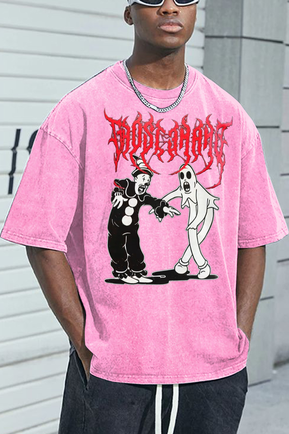 Greyday washed cotton printed short-sleeved T-shirt