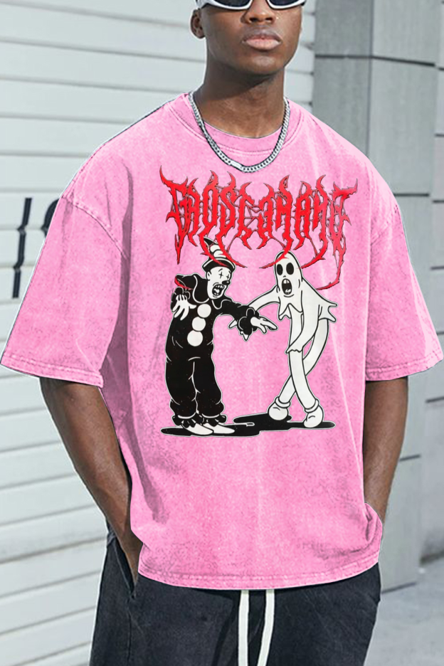 Greyday washed cotton printed short-sleeved T-shirt