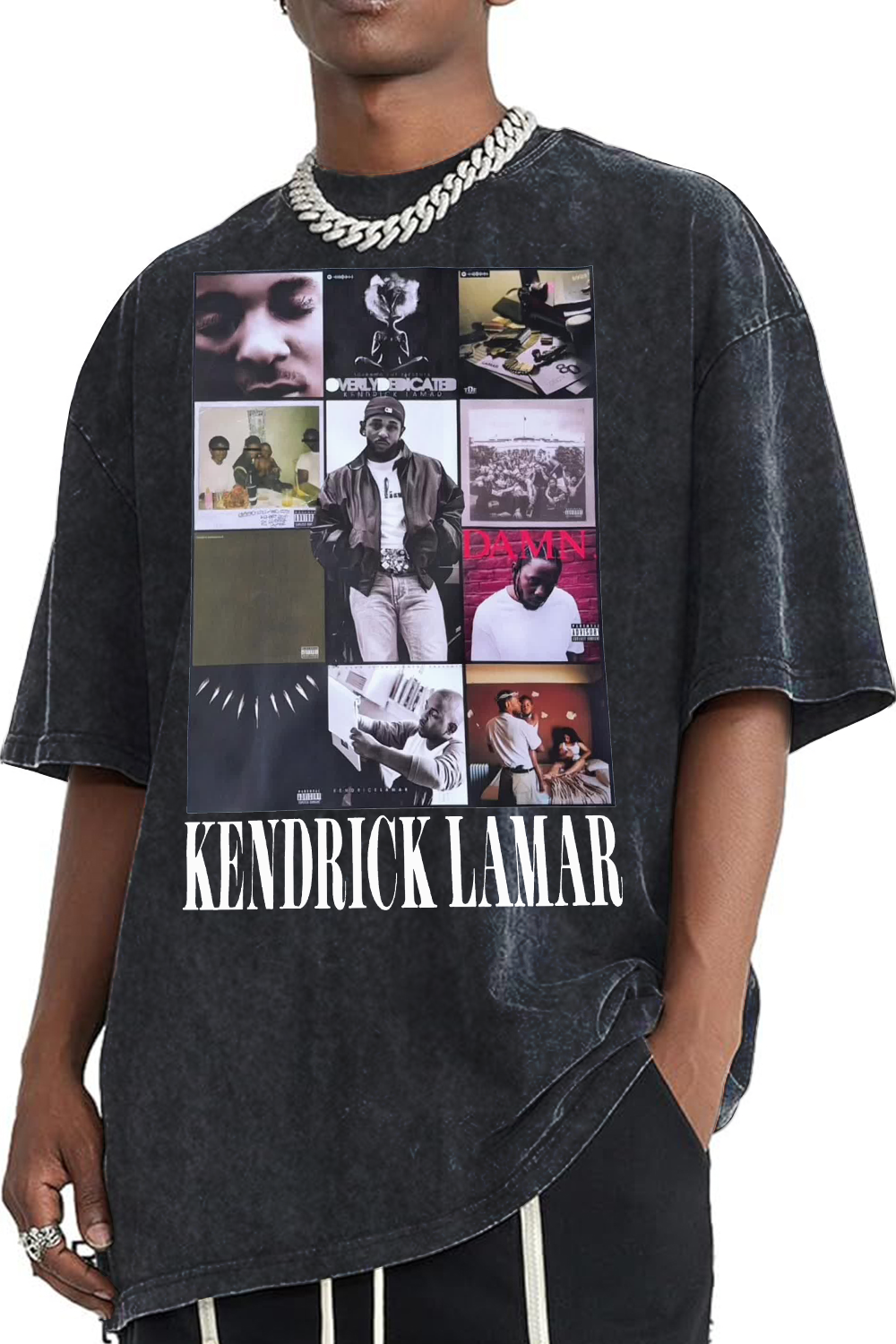 KENDRICK LAMAR washed cotton printed short-sleeved T-shirt