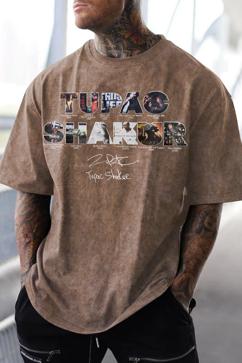 2PACS HAKUR ALBUM washed cotton printed short-sleeved T-shirt