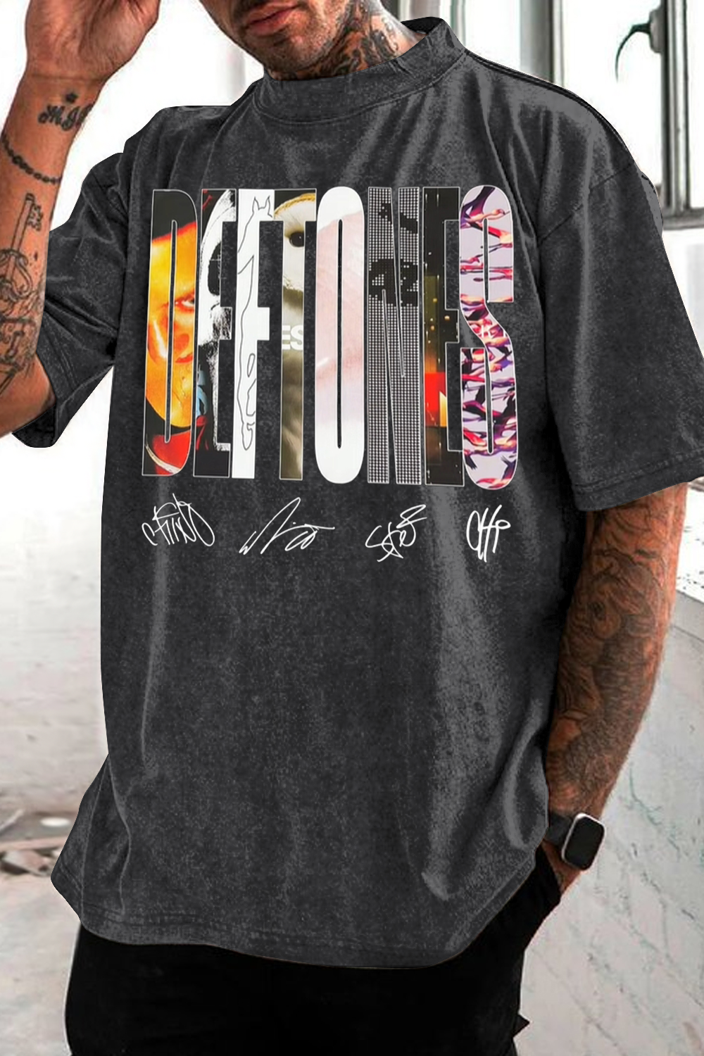 DEFTONES FANS washed cotton printed short-sleeved T-shirt