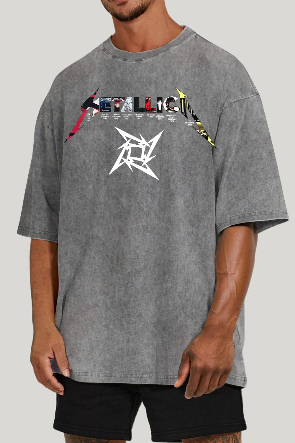 METALLICA-ALBUM washed cotton printed short-sleeved T-shirt