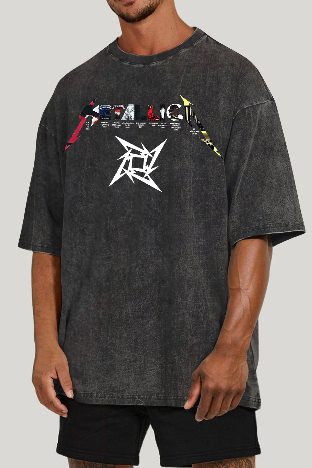 META -ALBUM washed cotton printed short-sleeved T-shirt