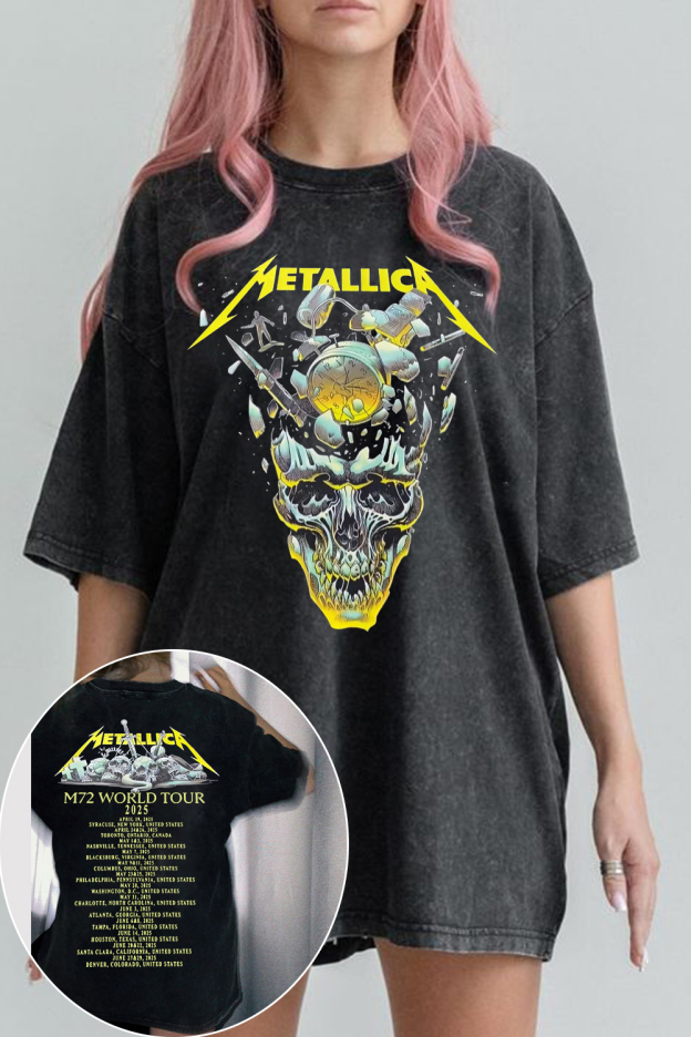 Meta Band 2-sided washed cotton printed short-sleeved T-shirt For Women