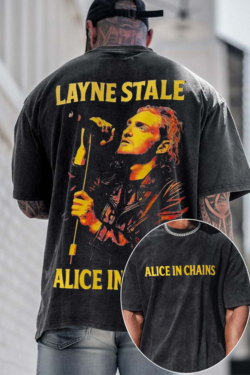 Layne Staley Washed 2 Sides Print tee