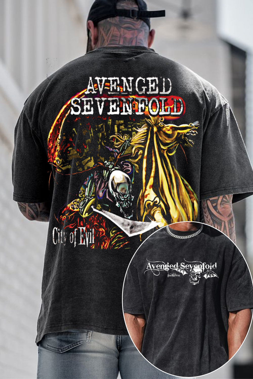 Avenged sevenfold City of Evil Shirt Oversized Washed Heavyweight