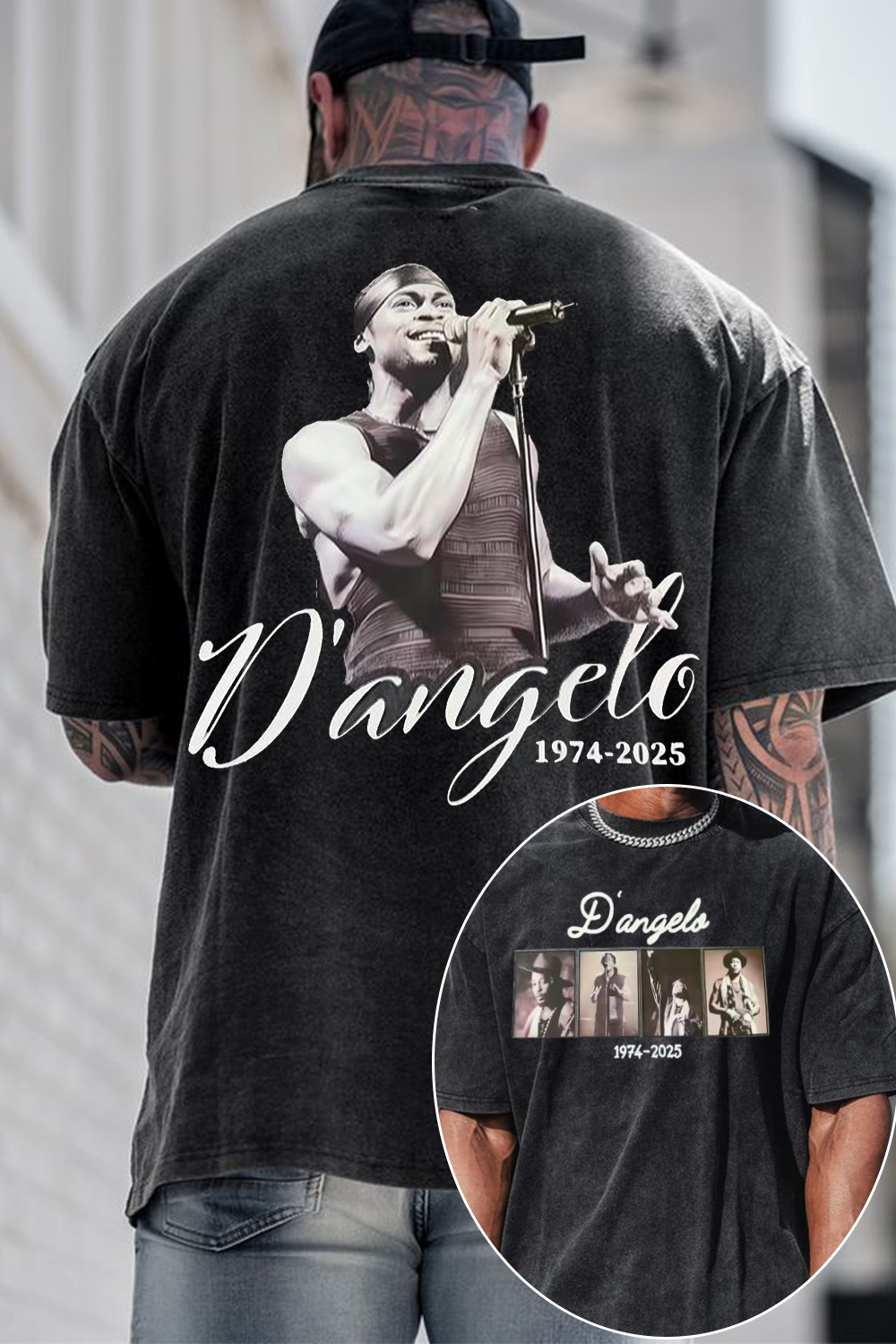 D’Angelo Washed Cotton 2-Side Printed T-Shirt