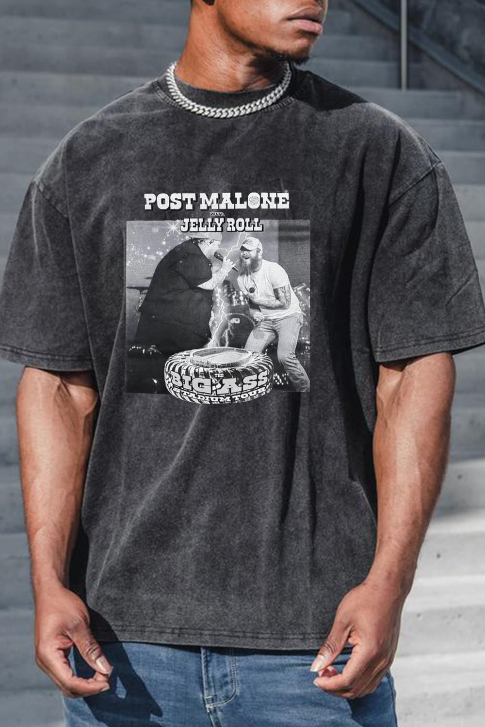 Postmalone washed men's short-sleeved T-shirt