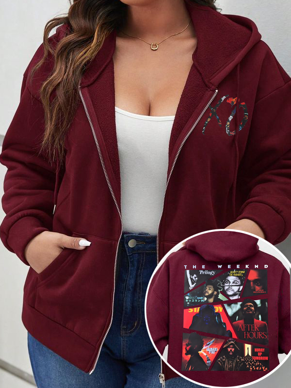 The Weeknd Album Hurry Up Tomorrow Zip Hoodie