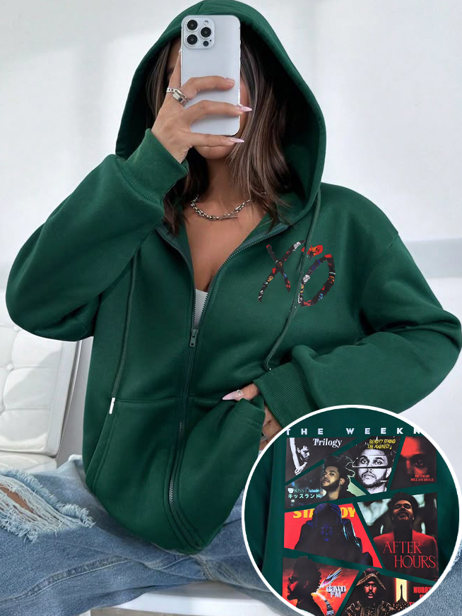 theweeknd double-sided printed round neck sweatshirt