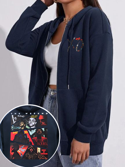 The Weeknd Album Hurry Up Tomorrow Zip Hoodie